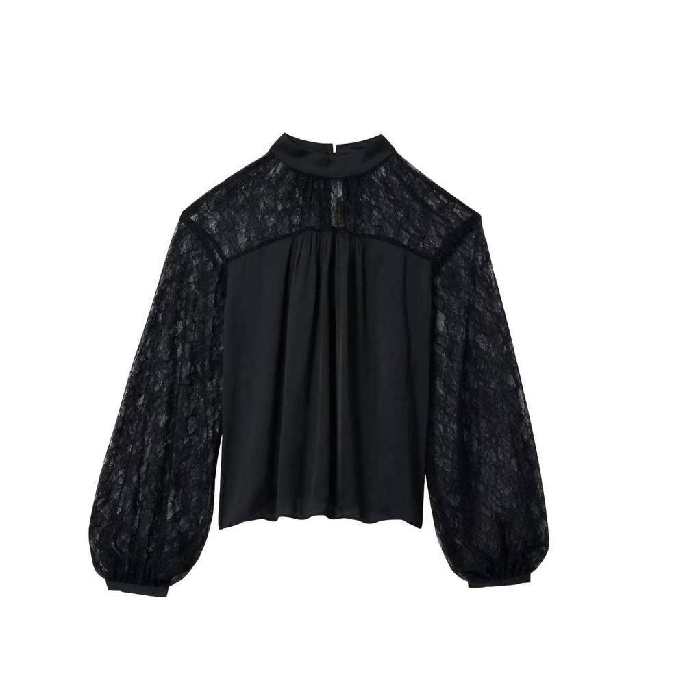 NEW RAMY BROOK sorinda lace mock neck top in black - Picture 3 of 3